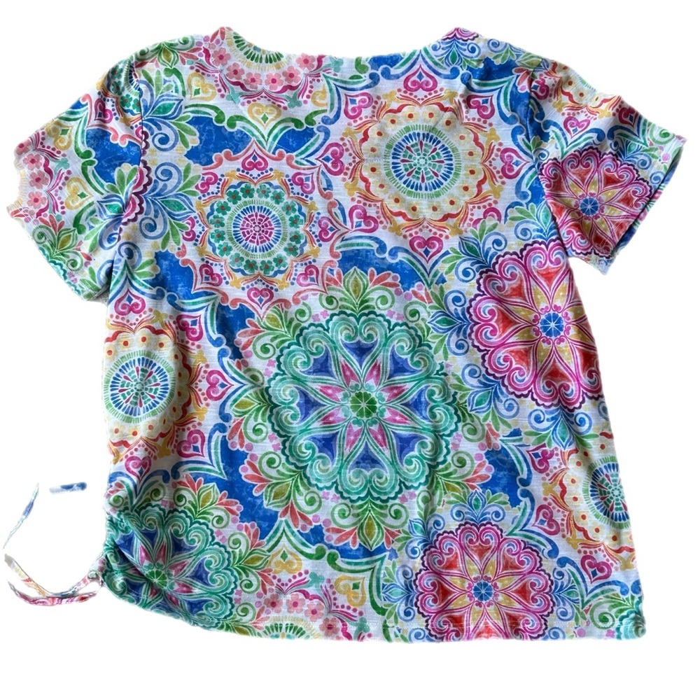 Alfred Dunner Multicolor Mandala Print Short Sleeve Top - Picture 6 of 7